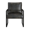Mackie Accent Armchair | Dark Gray Faux Leather | Black Metal Frame BM335997