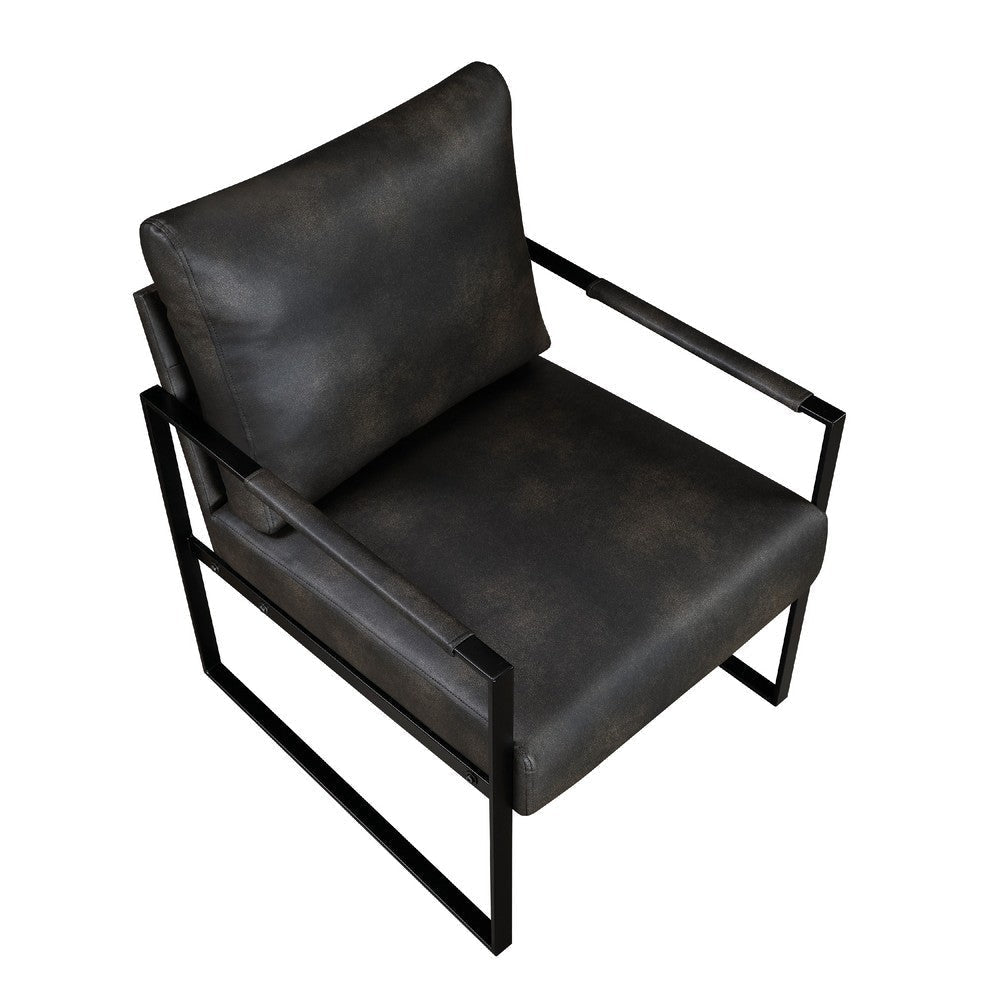 Mackie Accent Armchair | Dark Gray Faux Leather | Black Metal Frame BM335997