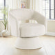 Rayne Swivel Accent Chair | Ivory Corduroy | Round Metal Swivel Base