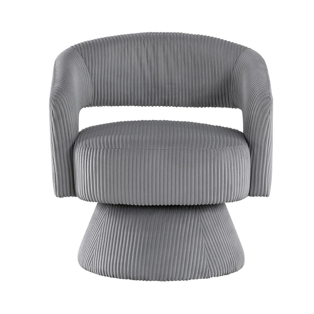 Rayne Swivel Accent Chair | Dark Gray Corduroy | Round Metal Swivel BM335999