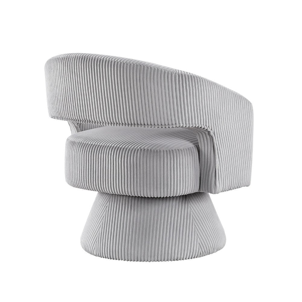 Rayne Swivel Accent Chair | Gray Corduroy | Round Metal Swivel Base BM336000