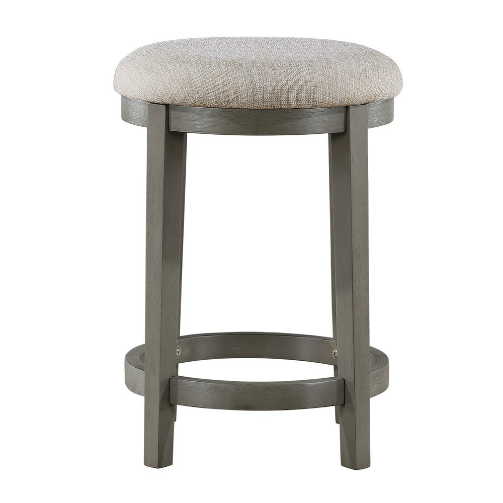 Anab Counter Height Stool Set of 2 | Round Polyester Seat| Gray Wood BM336002
