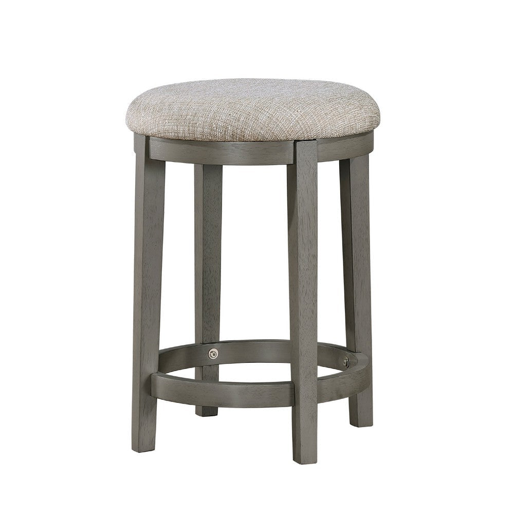 Anab Counter Height Stool Set of 2 | Round Polyester Seat| Gray Wood BM336002