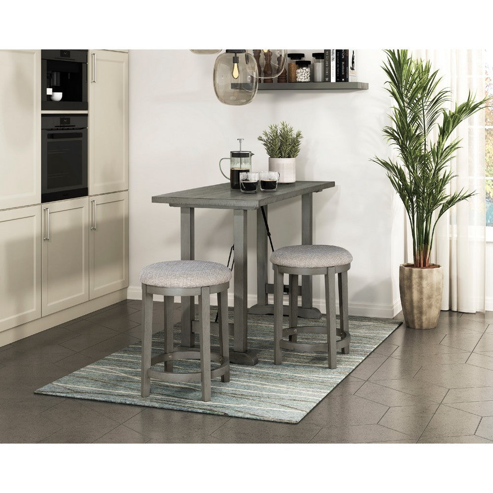 Anab Counter Height Stool Set of 2 | Round Polyester Seat| Gray Wood BM336002