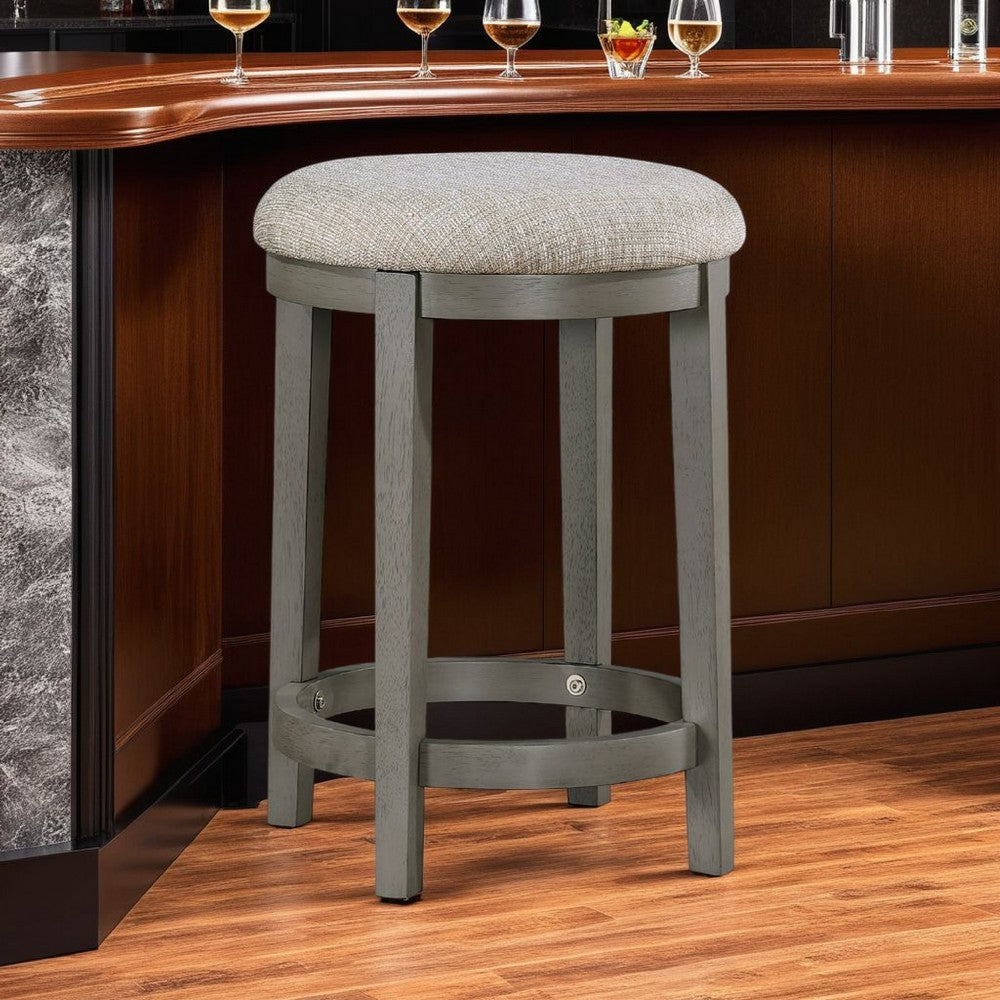 Anab Counter Height Stool Set of 2 | Round Polyester Seat| Gray Wood