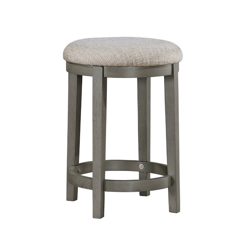Anab Counter Height Stool Set of 2 | Round Polyester Seat| Gray Wood