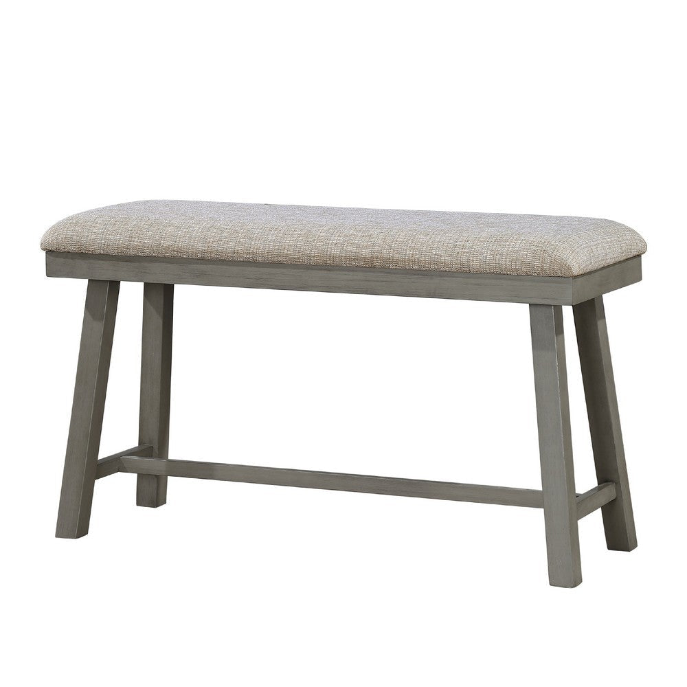 Anab Counter Height Bench | Foam Cushioned Polyester | Gray Wood BM336003