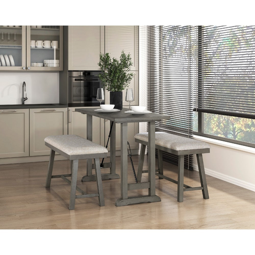 Anab Counter Height Bench | Foam Cushioned Polyester | Gray Wood BM336003