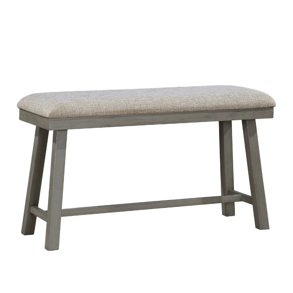 Anab Counter Height Bench | Foam Cushioned Polyester | Gray Wood