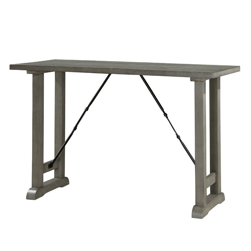 Anab Counter Height Table | Rectangular Gray Wood and Turnbuckle Base BM336004
