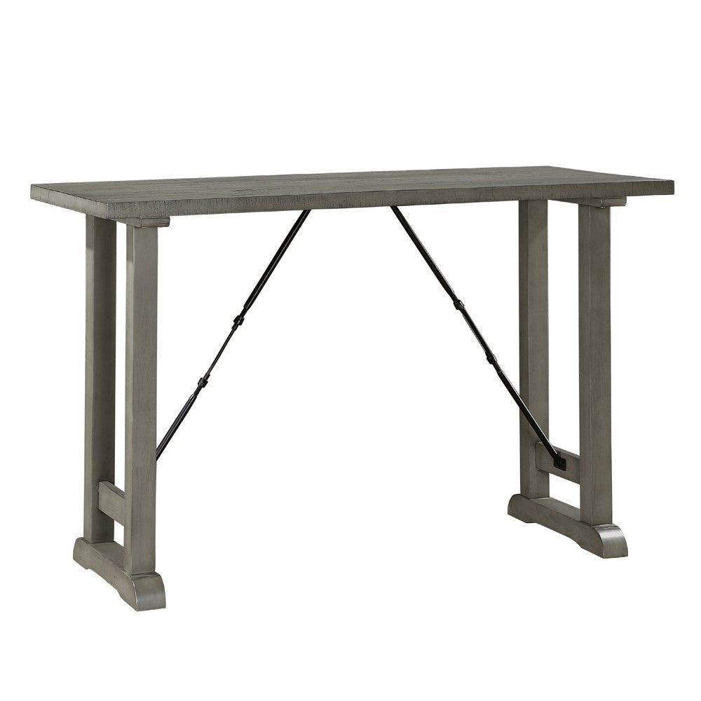 Anab Counter Height Table | Rectangular Gray Wood and Turnbuckle Base