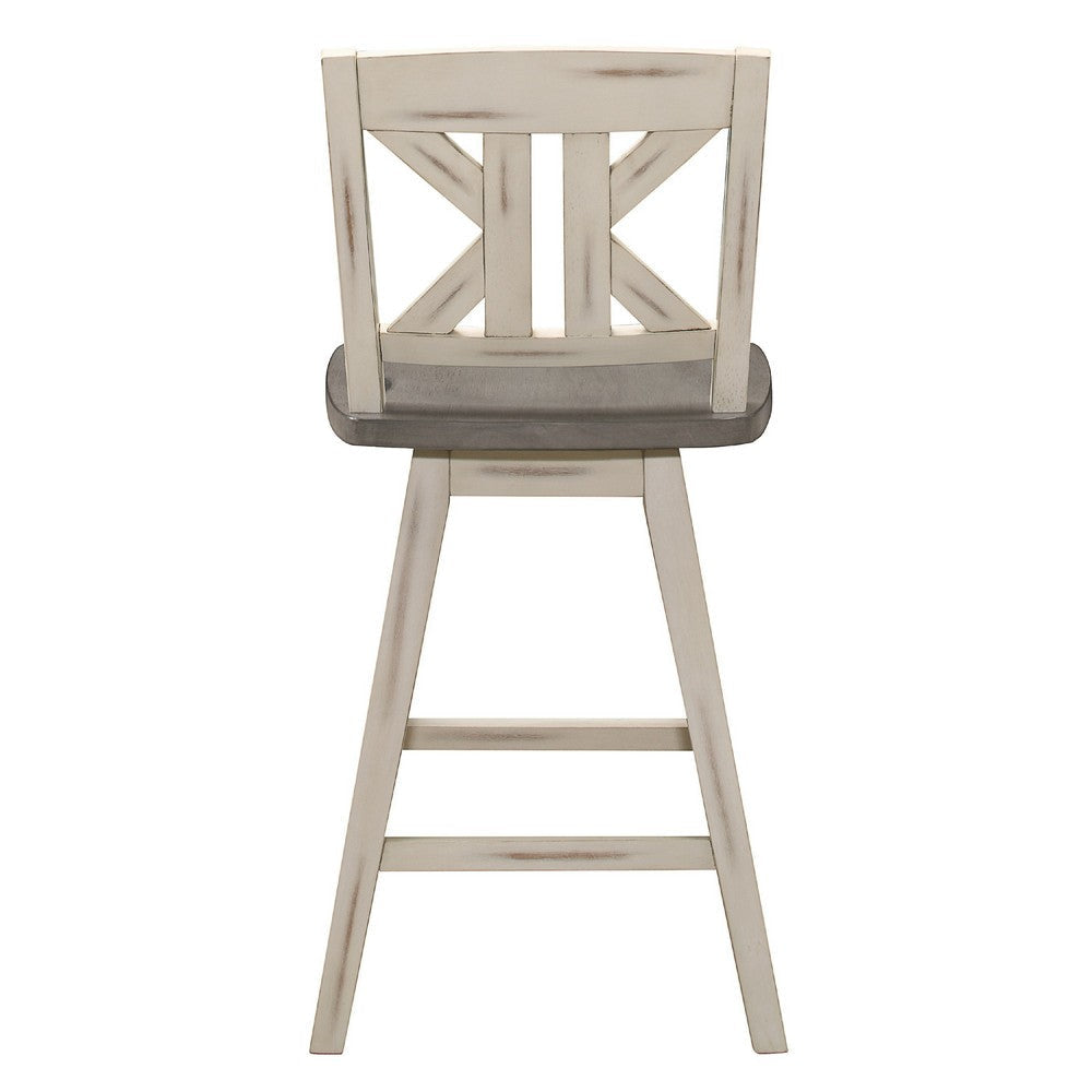 Ati Swivel Counter Height Chair Set of 2 | X Back White Wood | Gray BM336007