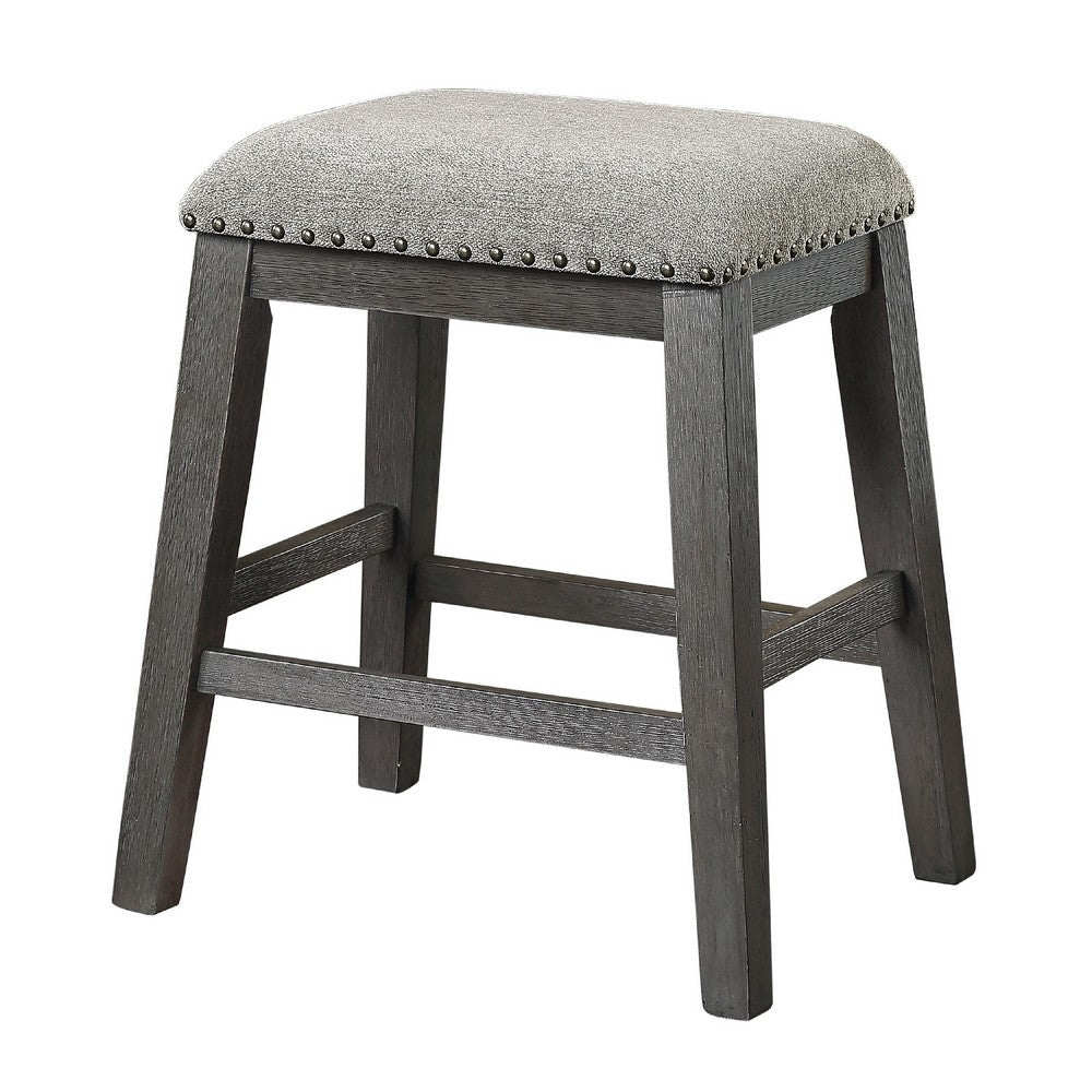 Tuna Counter Height Stool Set of 2 | Chenille | Nailhead | Gray Wood BM336008