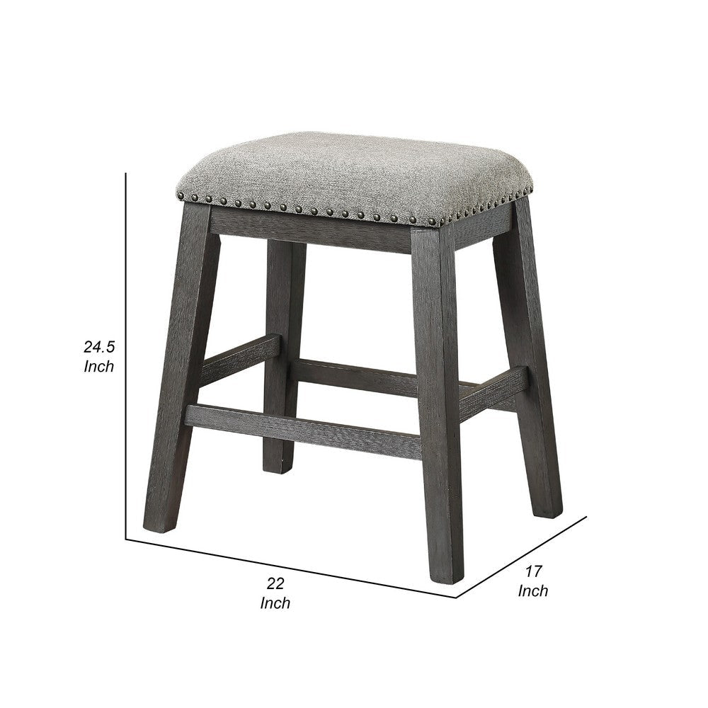 Tuna Counter Height Stool Set of 2 | Chenille | Nailhead | Gray Wood BM336008