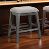 Tuna Counter Height Stool Set of 2 | Chenille | Nailhead | Gray Wood
