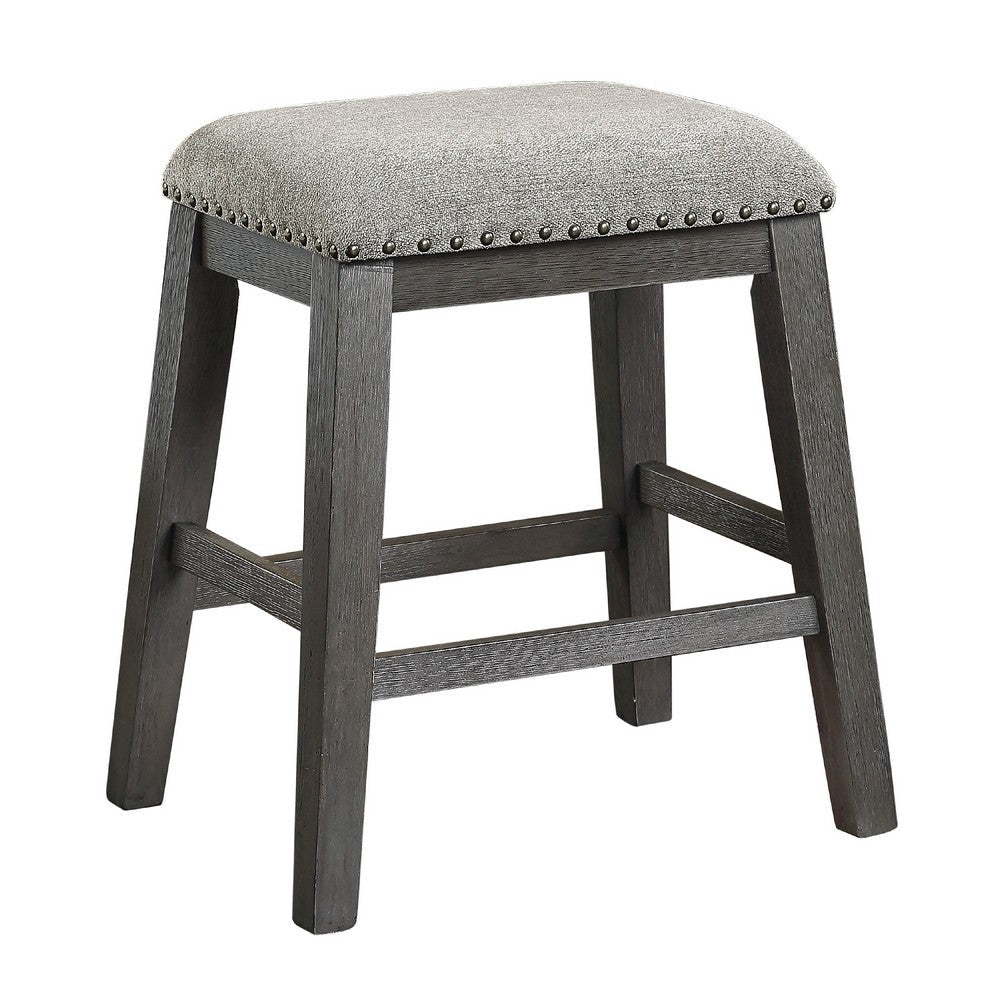 Tuna Counter Height Stool Set of 2 | Chenille | Nailhead | Gray Wood