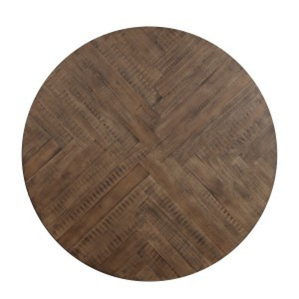 Fena Dining Table | Round 45’’ Brown Wood Top | Gray Metal Star Base BM336009