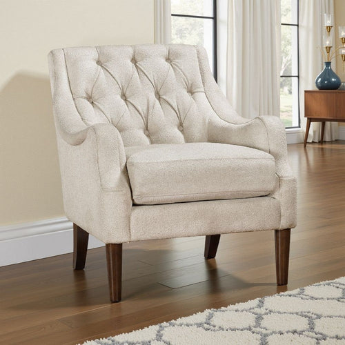 Jea Modern Accent Armchair | Button Tufted Beige Boucle