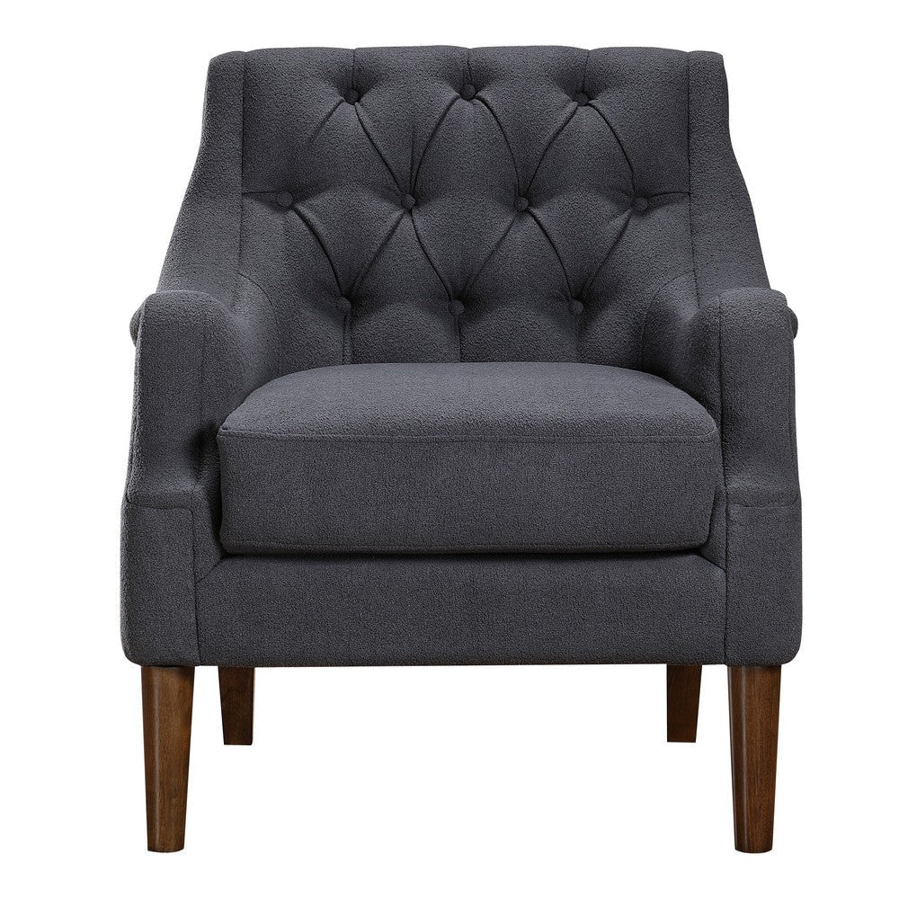 Jea Modern Accent Armchair | Button Tufted Dark Gray Boucle BM336011