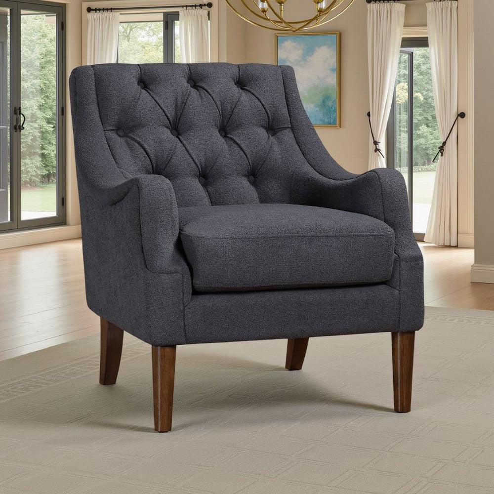 Jea Modern Accent Armchair | Button Tufted Dark Gray Boucle