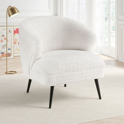 Neda Accent Chair | Soft Beige Boucle | Curved Barrel Back