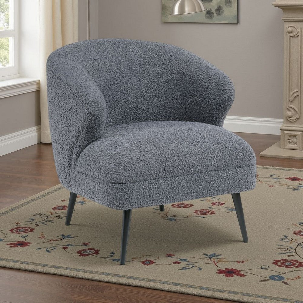 Neda Accent Chair | Soft Dark Gray Boucle | Curved Barrel Back