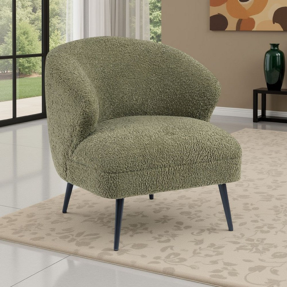 Neda Accent Chair | Soft Sage Green Boucle | Curved Barrel Back