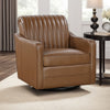 Vemy Swivel Chair | Vertical Channel Tufted Back | Brown Faux Leather