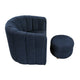 Noa Swivel Chair and Ottoman | Channel Tufted Curved Blue Boucle BM336017