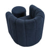 Noa Swivel Chair and Ottoman | Channel Tufted Curved Blue Boucle BM336017