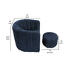 Noa Swivel Chair and Ottoman | Channel Tufted Curved Blue Boucle BM336017