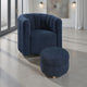 Noa Swivel Chair and Ottoman | Channel Tufted Curved Blue Boucle