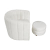 Noa Swivel Chair and Ottoman | Channel Tufted Curved Back White Boucle BM336019