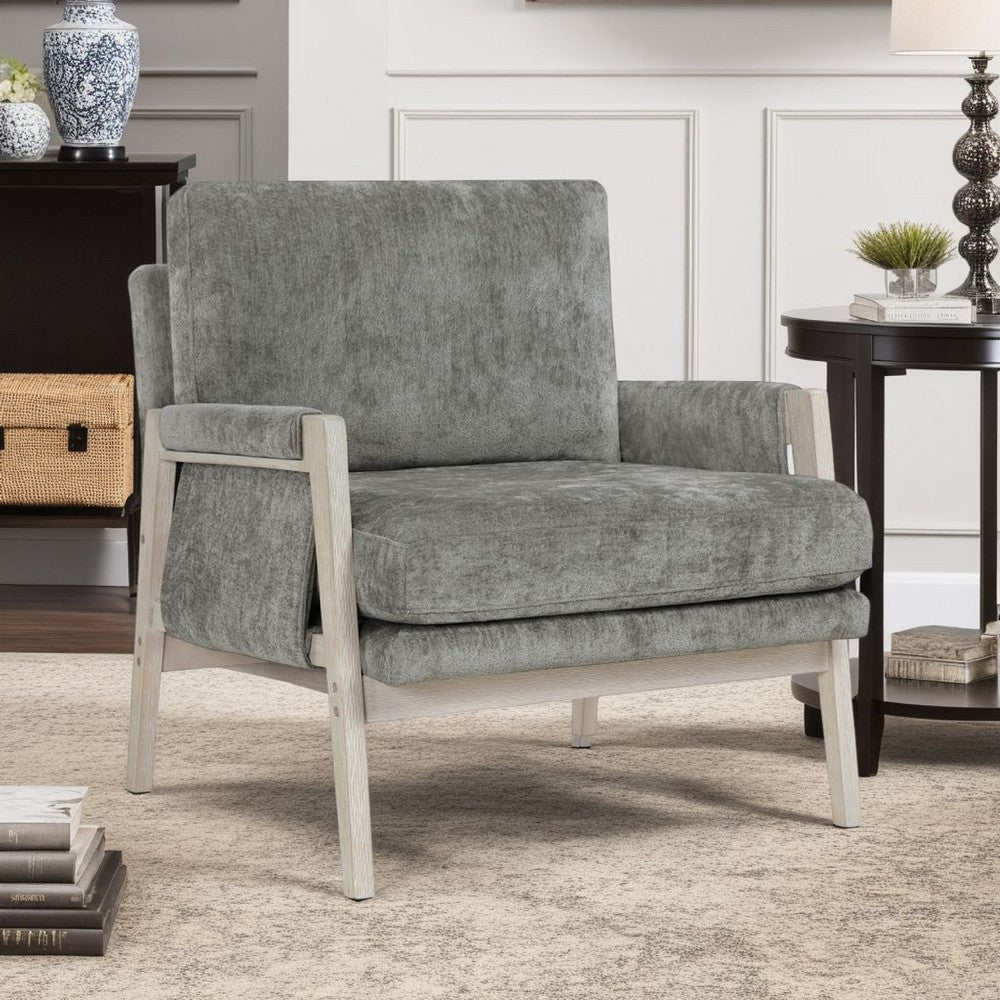 Mao Accent Armchair | Removable Cushion Cover | Brownish Gray Chenille