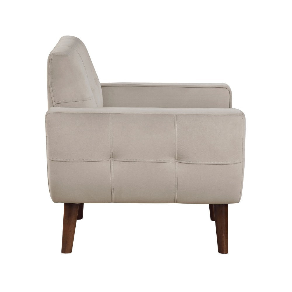 Roa Accent Armchair | Light Brown Velvet | Tufted Back w Tapered Legs BM336022