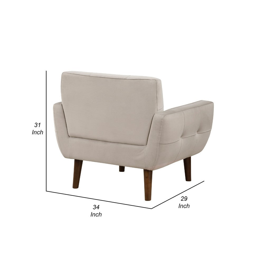 Roa Accent Armchair | Light Brown Velvet | Tufted Back w Tapered Legs BM336022