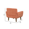 Roa Accent Armchair | Coral Orange Velvet | Tufted Back w Tapered Legs BM336025