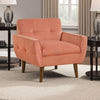 Roa Accent Armchair | Coral Orange Velvet | Tufted Back w Tapered Legs