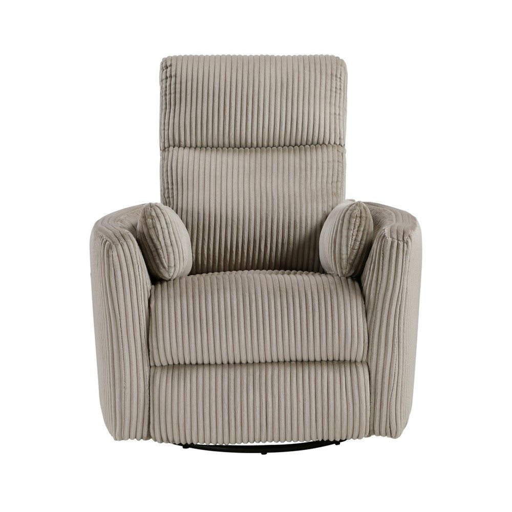 Rix Swivel Glider Recliner Chair | 2 Pillows | Taupe Brown Corduroy BM336028