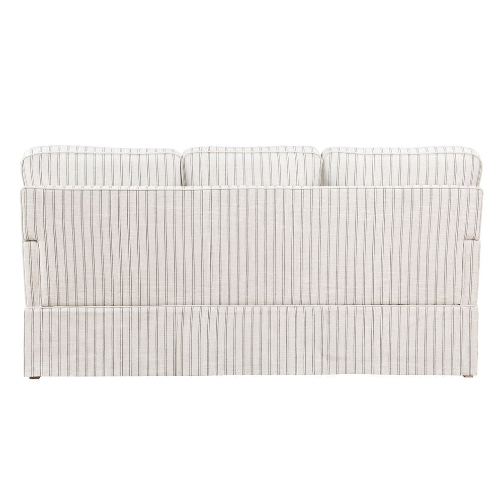 Tory Sofa with 4 Throw Pillows | Gray White Striped Polyester | 79’’ BM336030