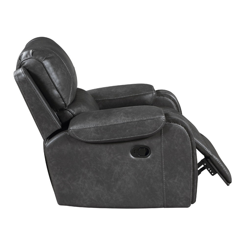 Dean Swivel Recliner Chair | Pillow Tufted Gray Faux Leather BM336031