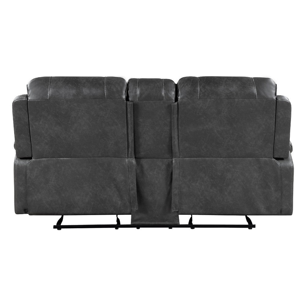 Dean Reclining Loveseat | Pillow Tufted Gray Faux Leather 76’’ BM336032