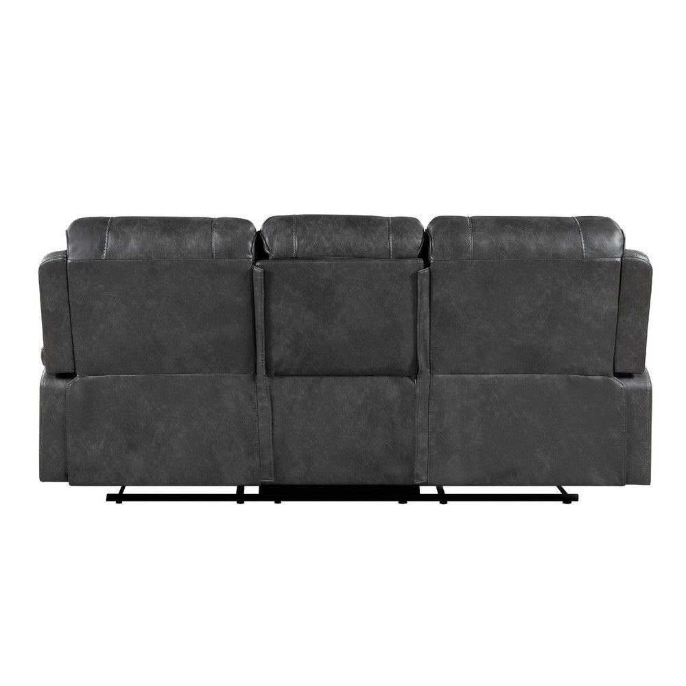 Dean Reclining Sofa | Pillow Tufted Gray Faux Leather 87’’ BM336033