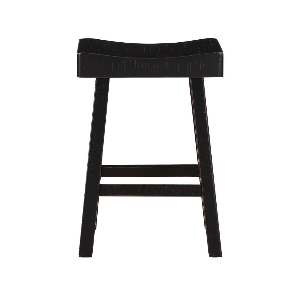 Casy 4pc Counter Height Table Set | 3 Contoured Stools | Black Wood BM336034