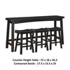 Casy 4pc Counter Height Table Set | 3 Contoured Stools | Black Wood BM336034