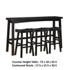 Casy 4pc Bar Height Table Set | 3 Contoured Stools | Black Rubberwood BM336035