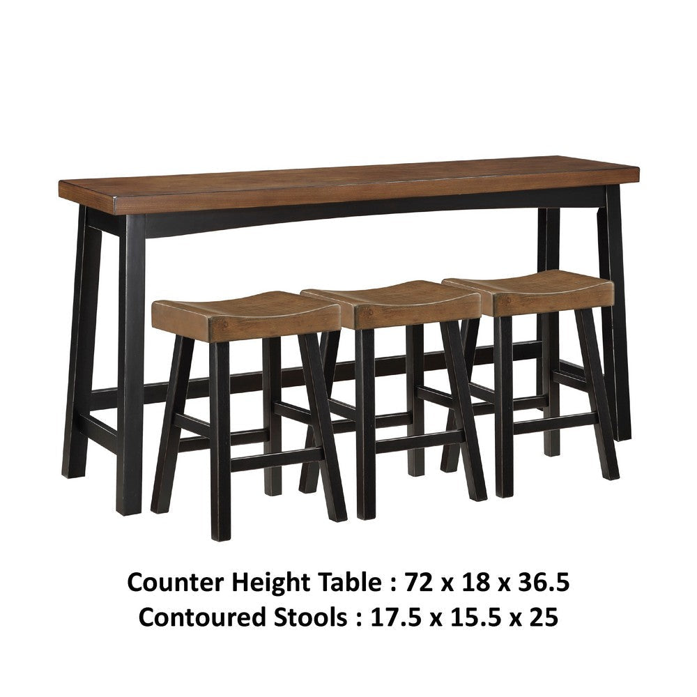 Casy 4pc Counter Height Table Set | 3 Contour Stools | Black and Brown BM336036