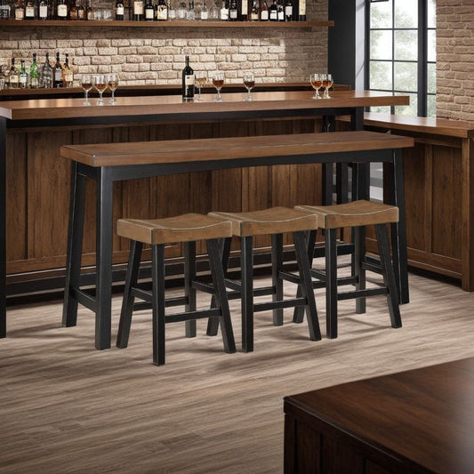 Casy 4pc Counter Height Table Set | 3 Contour Stools | Black and Brown