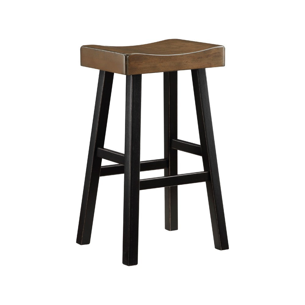 Casy 4pc Bar Height Table Set | 3 Contour Stools | Black Brown Wood BM336037