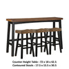 Casy 4pc Bar Height Table Set | 3 Contour Stools | Black Brown Wood BM336037